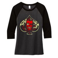 Ace Of Spades Zombie Women's Tri-Blend 3/4-Sleeve Raglan Shirt