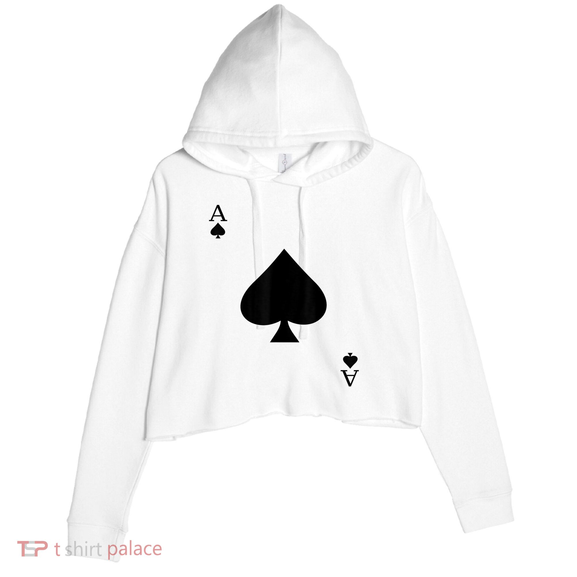 Ace Of Spades Deck Of Cards Halloween Costume Crop Fleece Hoodie