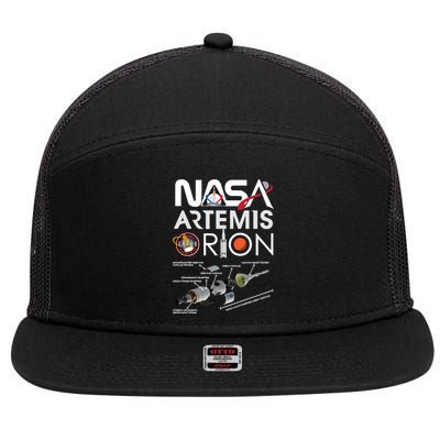 Artemis Orion Space Launch System SLS Schematics 7 Panel Mesh Trucker Snapback Hat