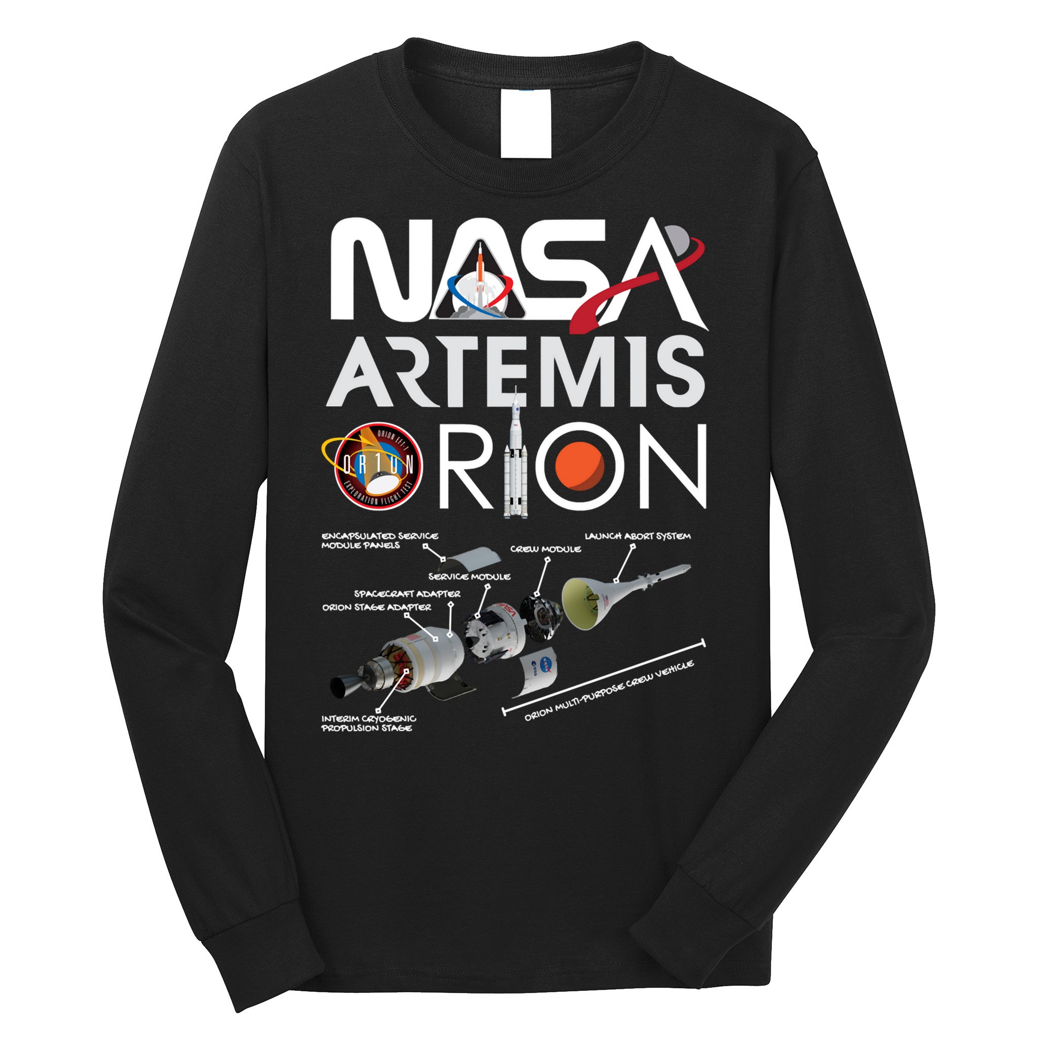 Artemis Orion Space Launch System SLS Schematics Long Sleeve Shirt