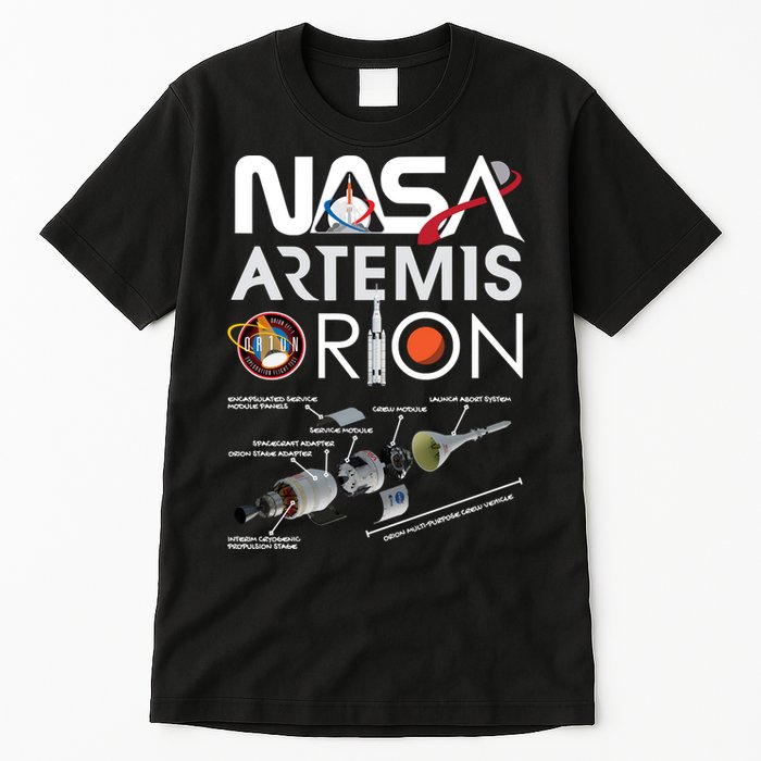 Artemis Orion Space Launch System SLS Schematics Tall T-Shirt
