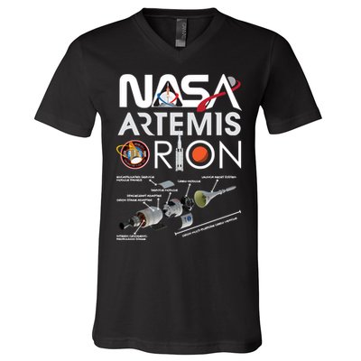 Artemis Orion Space Launch System SLS Schematics V-Neck T-Shirt