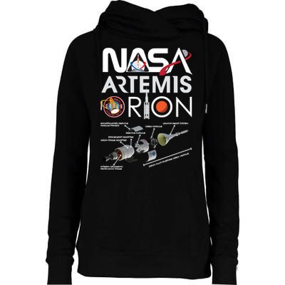 Artemis Orion Space Launch System SLS Schematics Womens Funnel Neck Pullover Hood