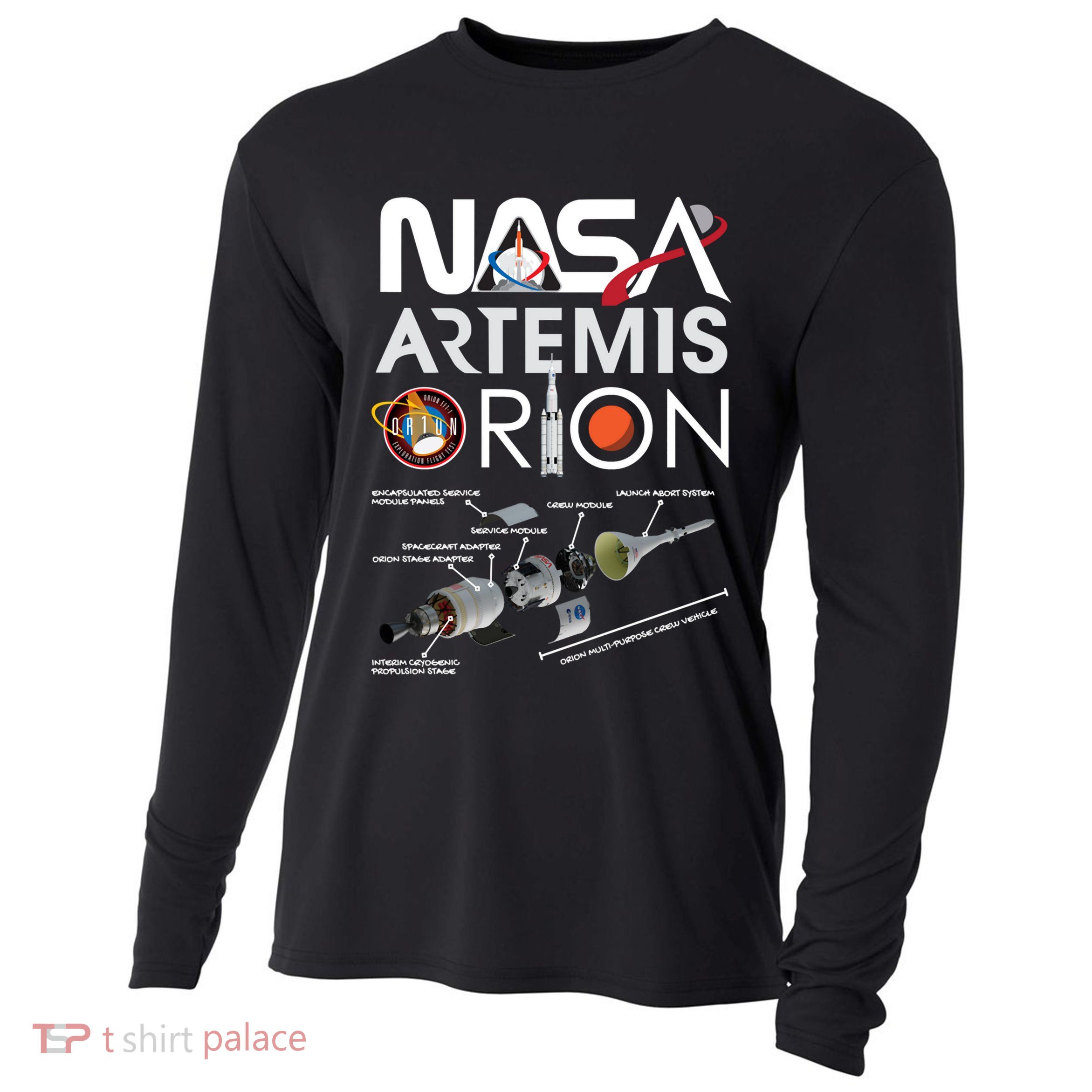 Artemis Orion Space Launch System SLS Schematics Cooling Performance Long Sleeve Crew