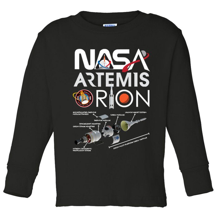 Artemis Orion Space Launch System SLS Schematics Toddler Long Sleeve Shirt