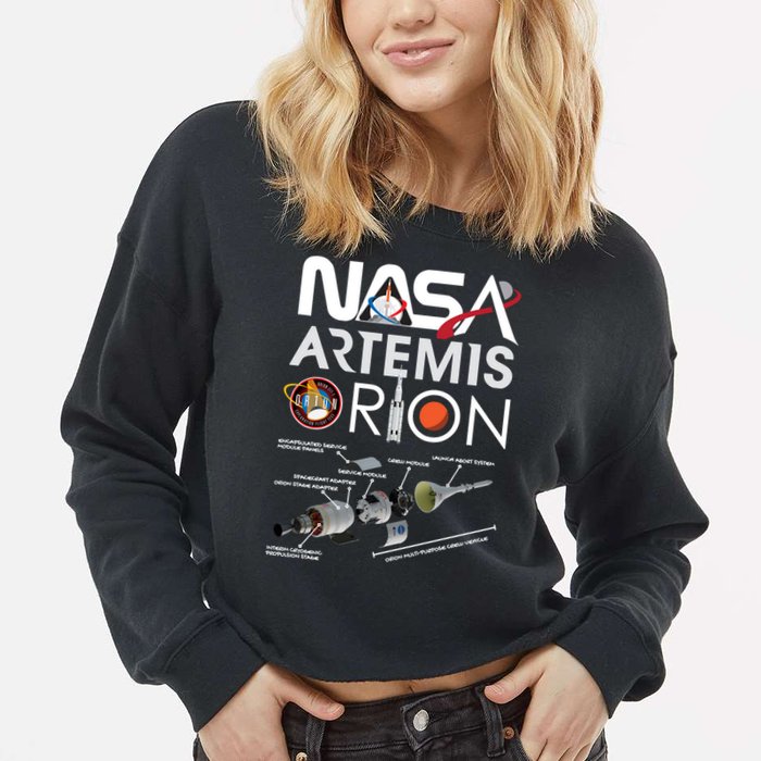 Artemis Orion Space Launch System SLS Schematics Cropped Pullover Crew
