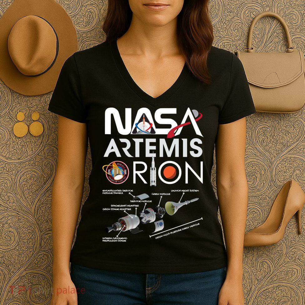 Artemis Orion Space Launch System SLS Schematics Women's V-Neck T-Shirt