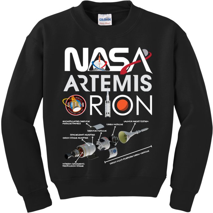 Artemis Orion Space Launch System SLS Schematics Kids Sweatshirt
