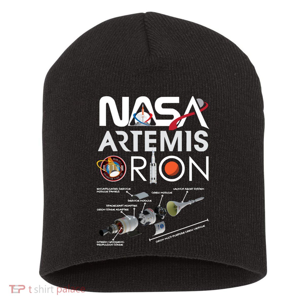 Artemis Orion Space Launch System SLS Schematics Short Acrylic Beanie