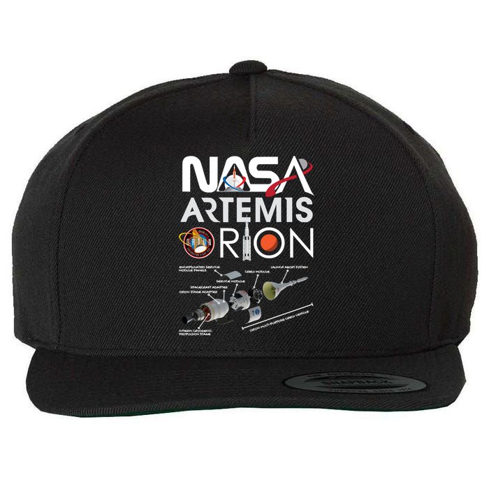 Artemis Orion Space Launch System SLS Schematics Wool Snapback Cap