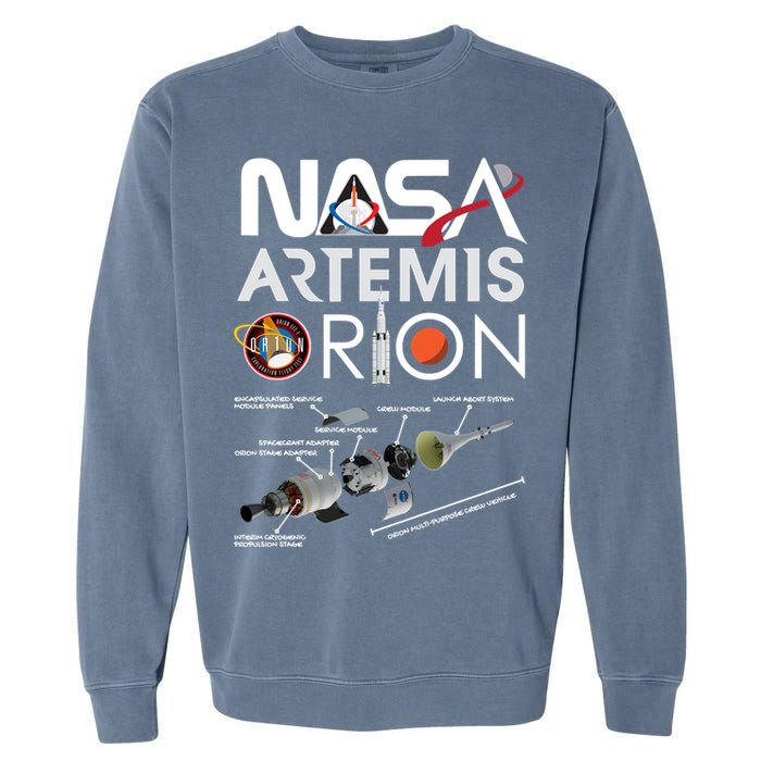 Artemis Orion Space Launch System SLS Schematics Garment-Dyed Sweatshirt