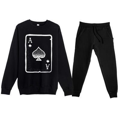 Ace Of Spades Poker Playing Card Halloween Costume Premium Crewneck Sweatsuit Set