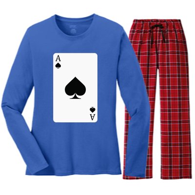 Ace Of Spades Playing Card Ace Card Women's Long Sleeve Flannel Pajama Set 