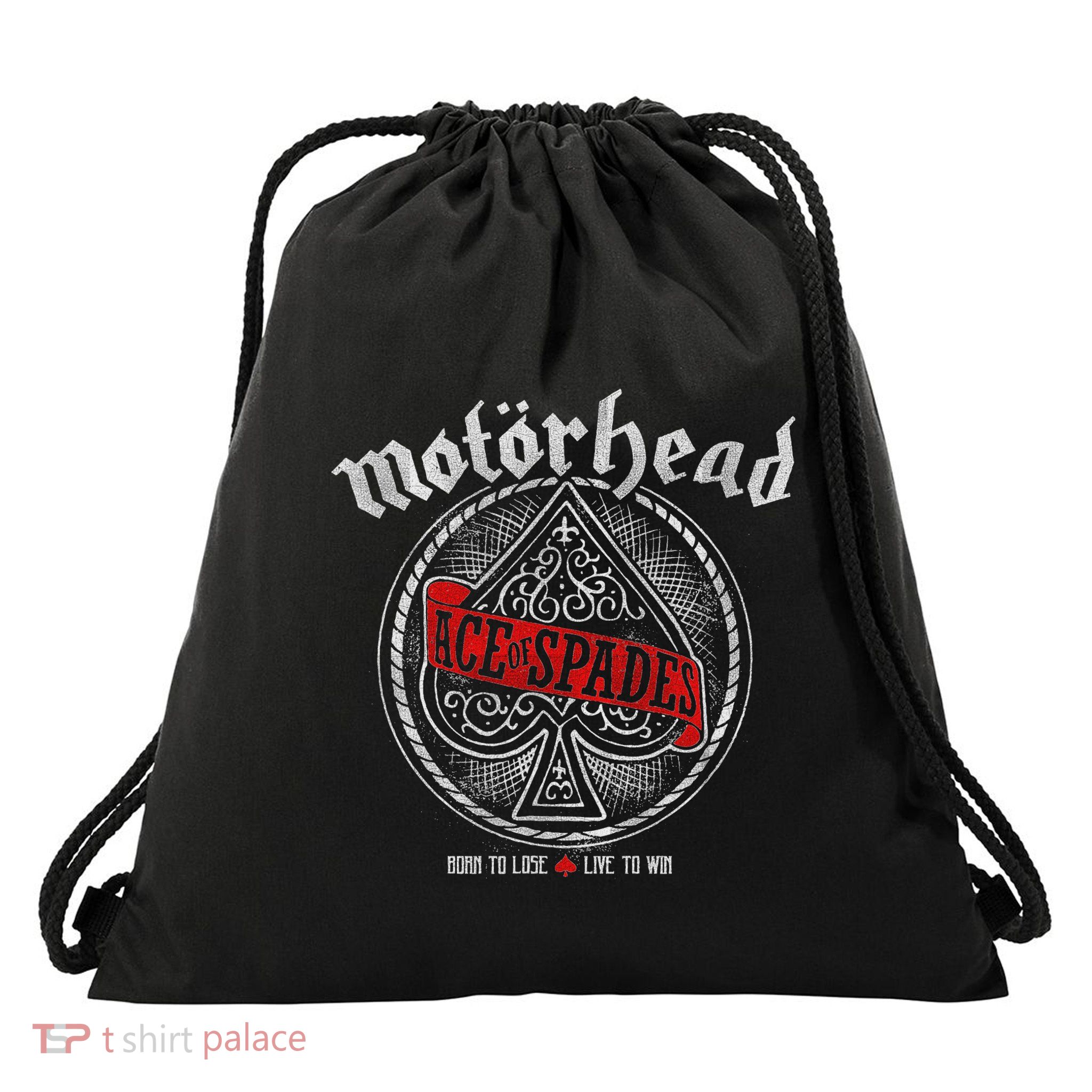 Ace Of Spades Red Sash Drawstring Bag