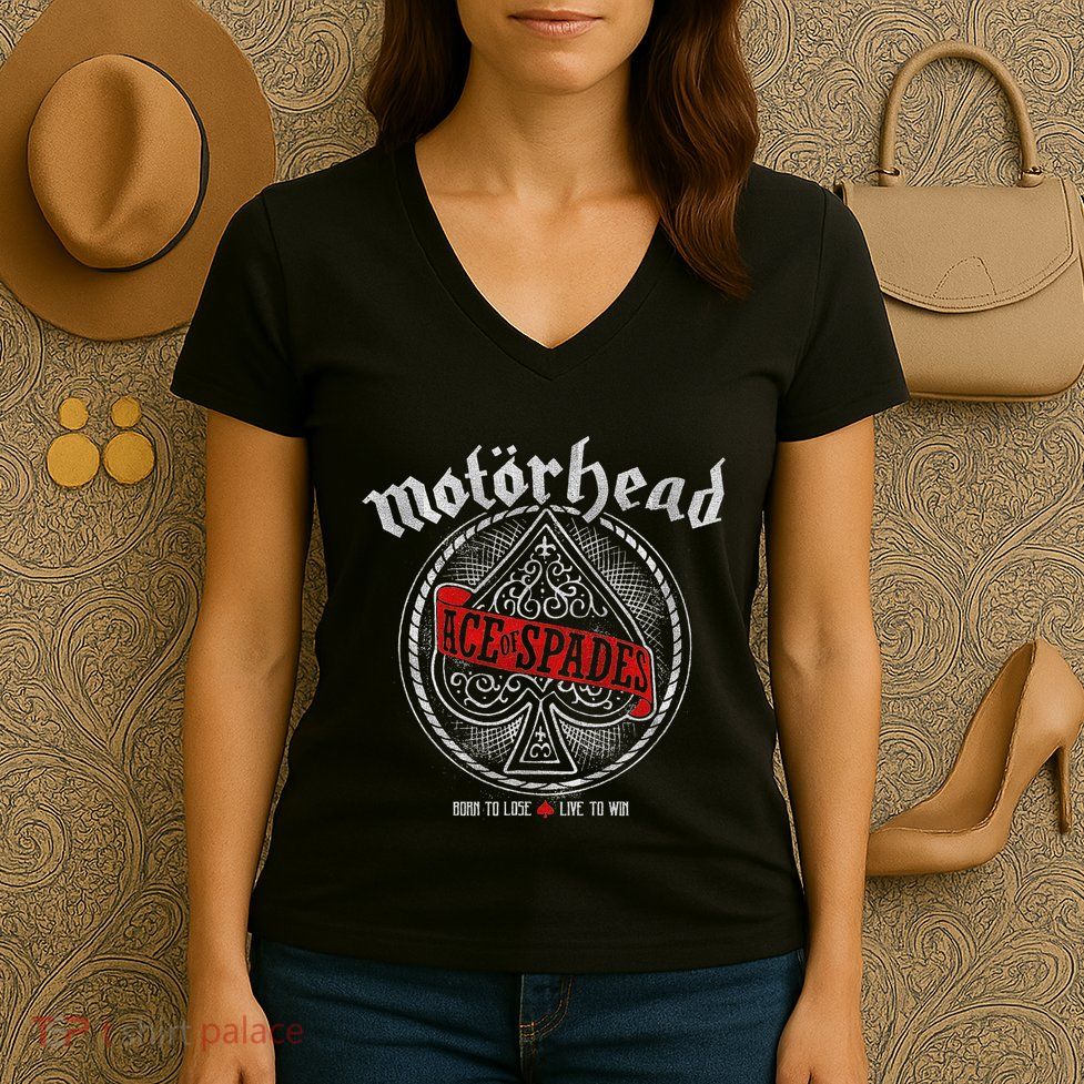 Ace Of Spades Red Sash Women's V-Neck T-Shirt