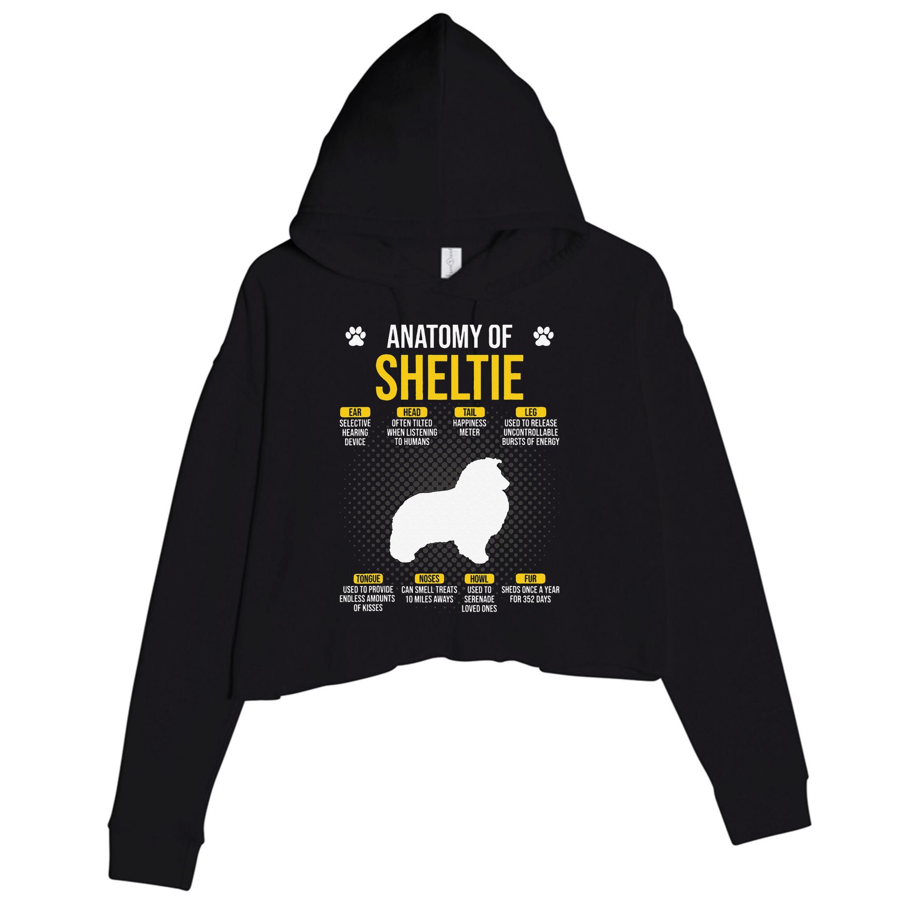 Anatomy Of Sheltie Dog Lover Crop Fleece Hoodie
