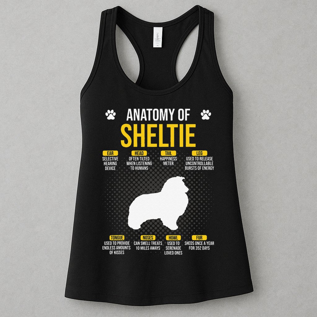 Anatomy Of Sheltie Dog Lover Womens Tank Top