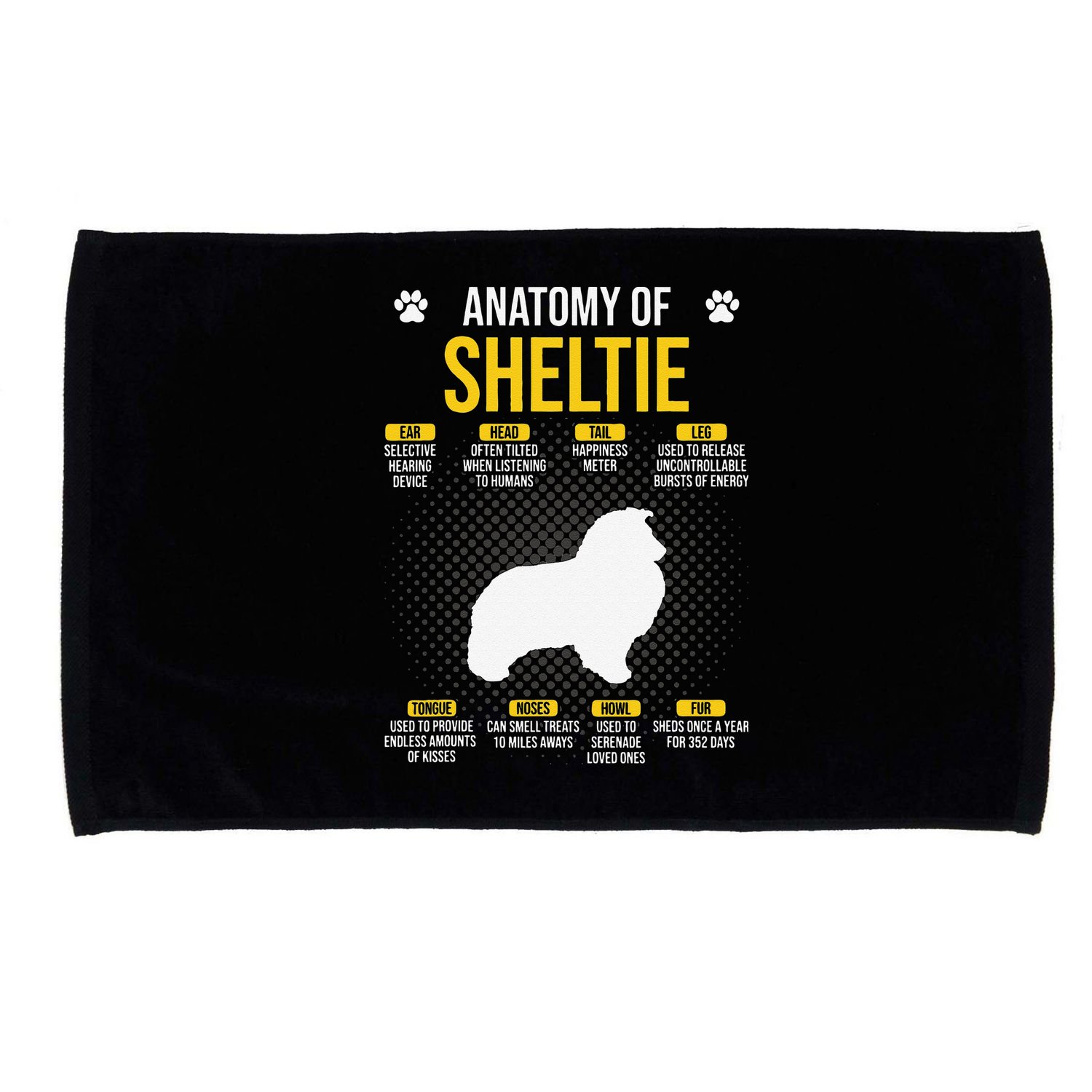Anatomy Of Sheltie Dog Lover Microfiber Hand Towel