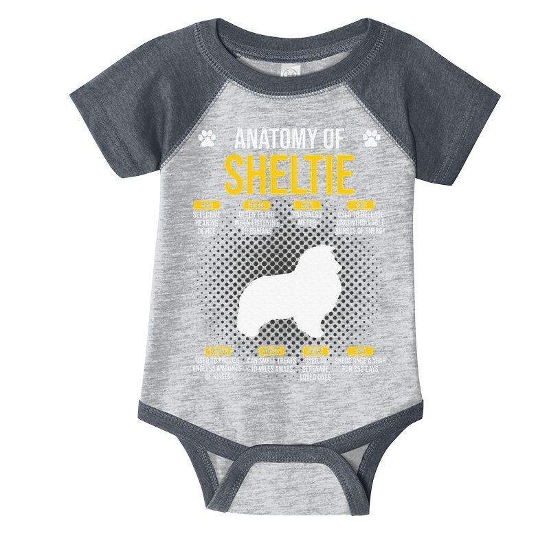 Anatomy Of Sheltie Dog Lover Infant Baby Jersey Bodysuit