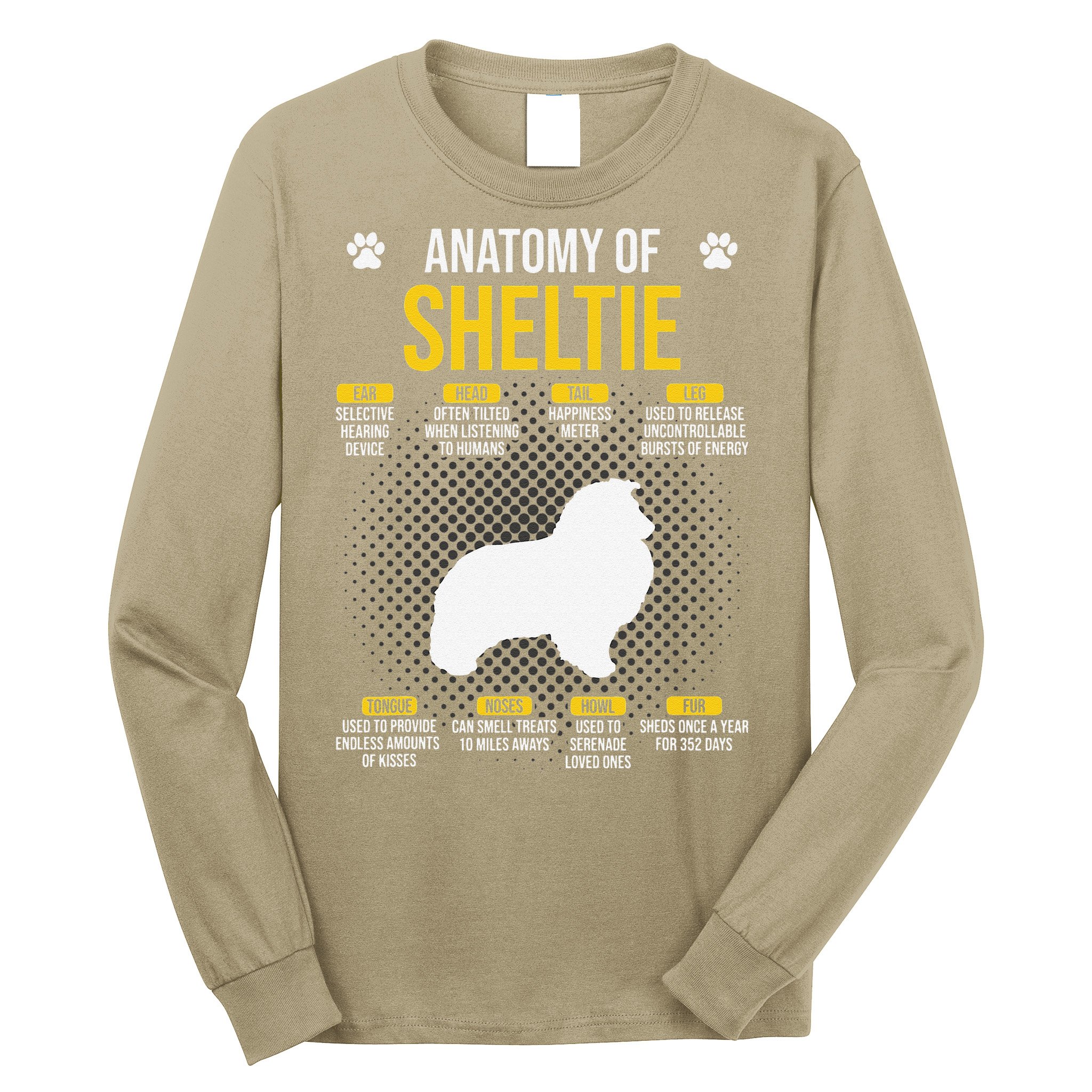 Anatomy Of Sheltie Dog Lover Long Sleeve Shirt