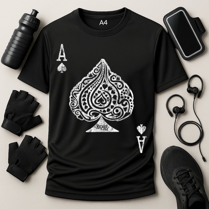 Ace Of Spades Texas Hold'em Poker Playing Card Cooling Performance Crew T-Shirt