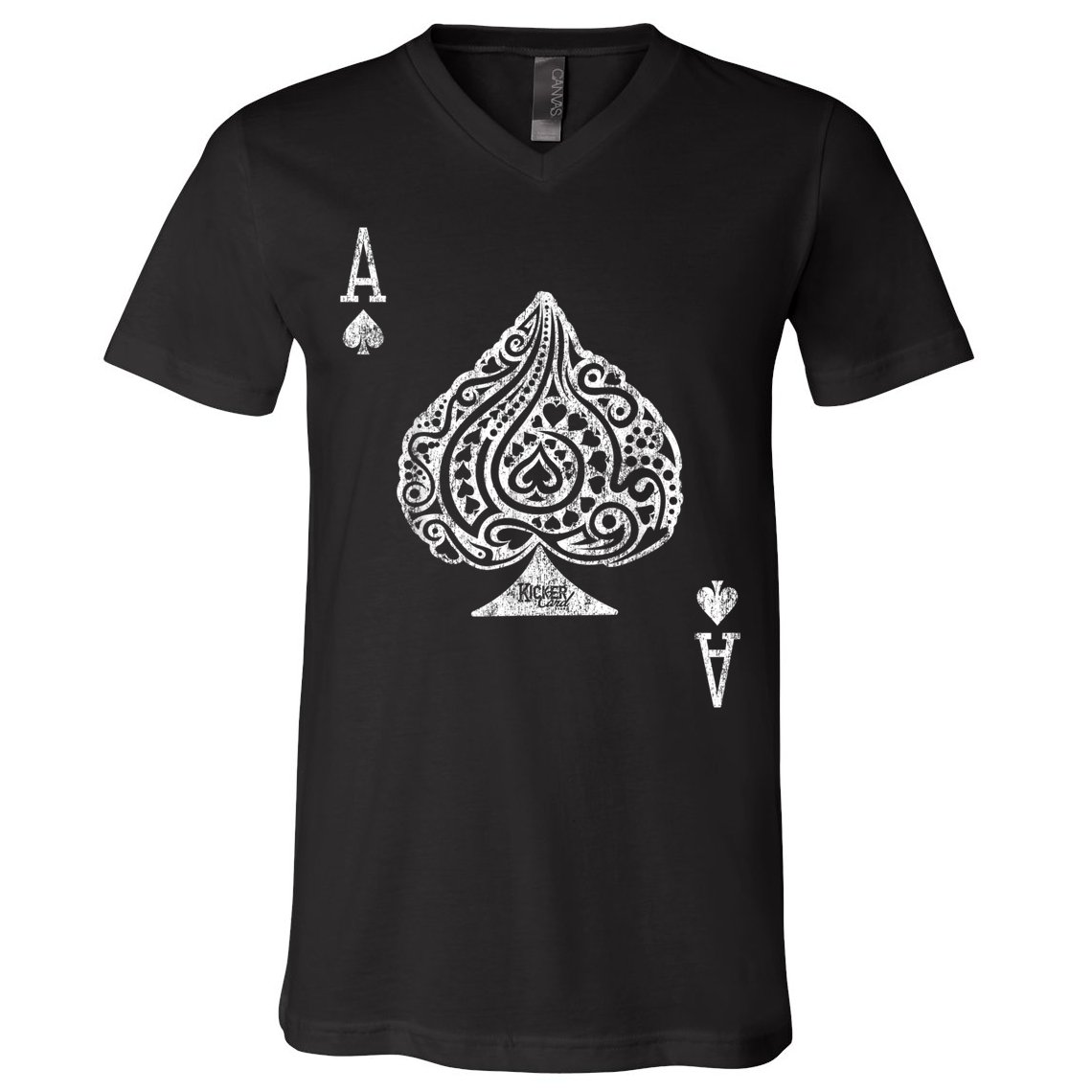 Ace Of Spades Texas Hold'em Poker Playing Card V-Neck T-Shirt