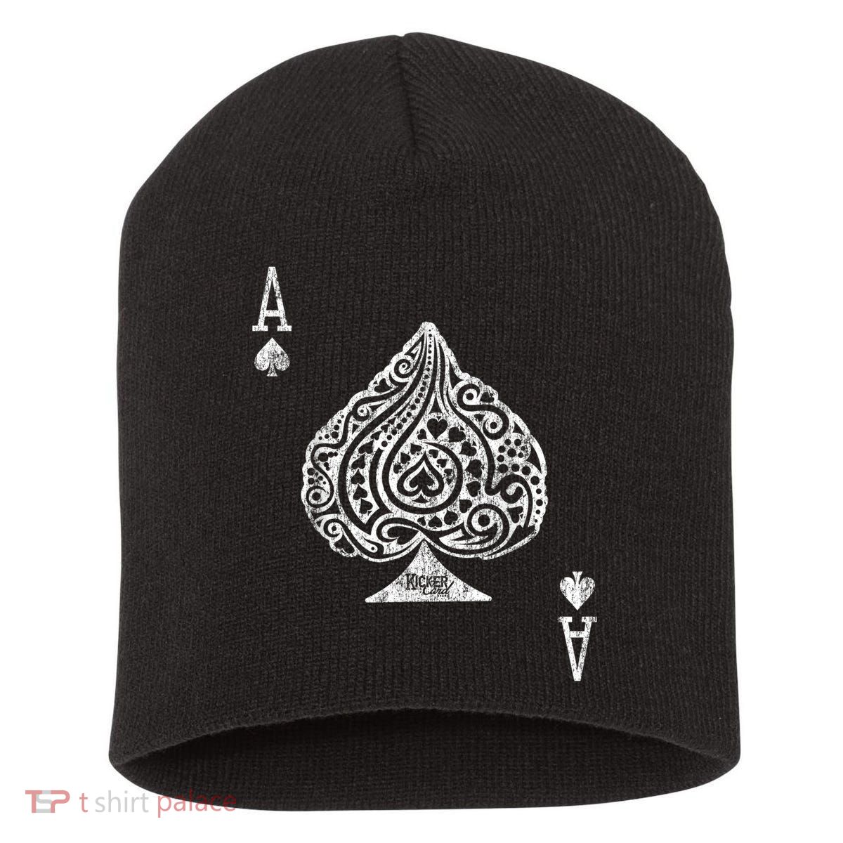 Ace Of Spades Texas Hold'em Poker Playing Card Short Acrylic Beanie