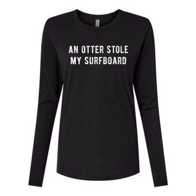 An Otter Stole My Surfboard Surfing Otter 841 Womens Cotton Relaxed Long Sleeve T-Shirt