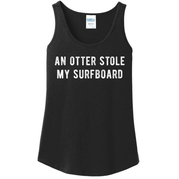 An Otter Stole My Surfboard Surfing Otter 841 Ladies Essential Tank