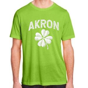 Akron, Ohio St Patrick's Day Shamrock Distressed Retro T Adult ChromaSoft Performance T-Shirt