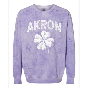 Akron, Ohio St Patrick's Day Shamrock Distressed Retro T Colorblast Crewneck Sweatshirt