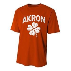 Akron, Ohio St Patrick's Day Shamrock Distressed Retro T Performance Sprint T-Shirt