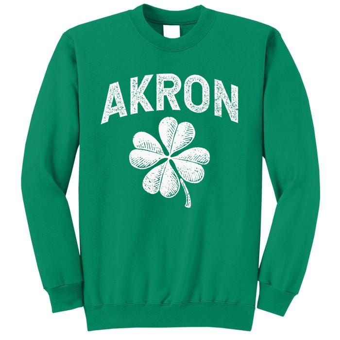 Akron, Ohio St Patrick's Day Shamrock Distressed Retro T Sweatshirt