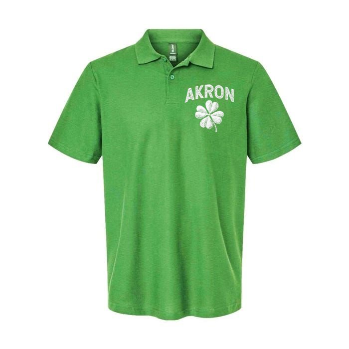 Akron, Ohio St Patrick's Day Shamrock Distressed Retro T Softstyle Adult Sport Polo