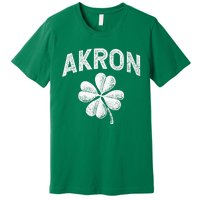 Akron, Ohio St Patrick's Day Shamrock Distressed Retro T Premium T-Shirt