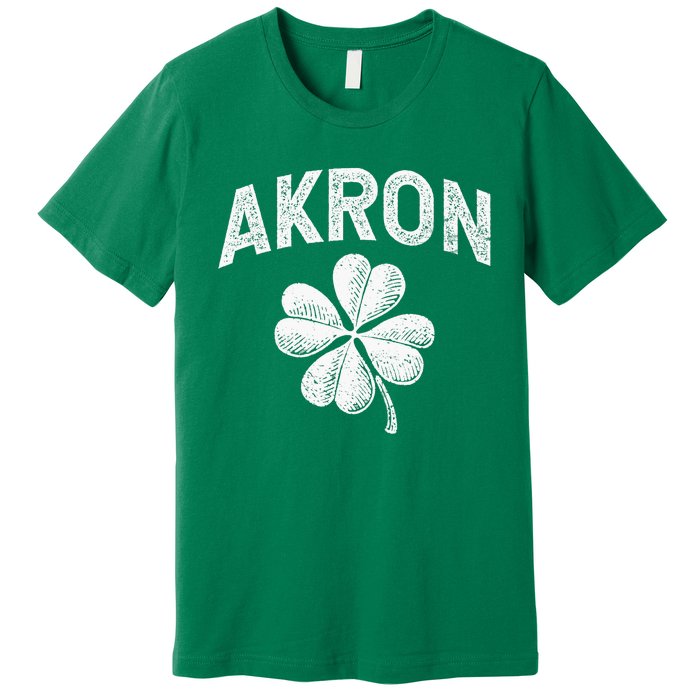 Akron, Ohio St Patrick's Day Shamrock Distressed Retro T Premium T-Shirt