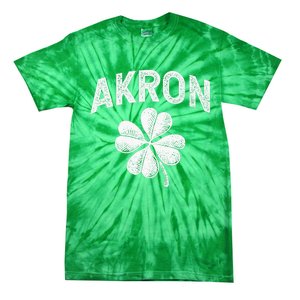 Akron, Ohio St Patrick's Day Shamrock Distressed Retro T Tie-Dye T-Shirt