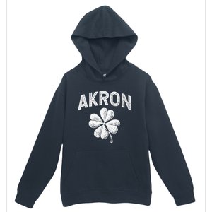 Akron, Ohio St Patrick's Day Shamrock Distressed Retro T Urban Pullover Hoodie