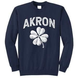 Akron, Ohio St Patrick's Day Shamrock Distressed Retro T Tall Sweatshirt