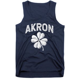 Akron, Ohio St Patrick's Day Shamrock Distressed Retro T Tank Top