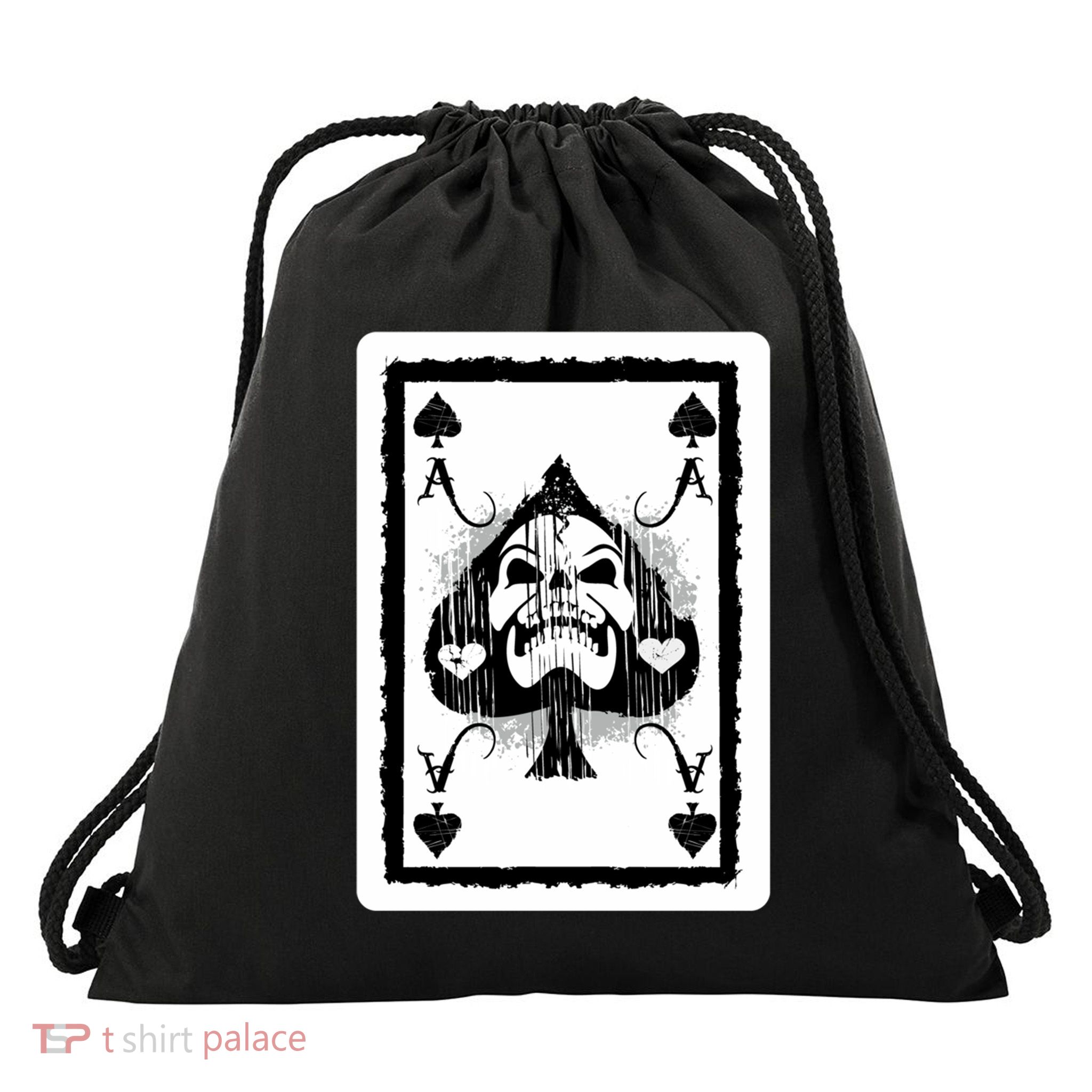 Ace Of Spades Heavy Rock Skull Skeleton Playing Card Funny Gift Drawstring Bag