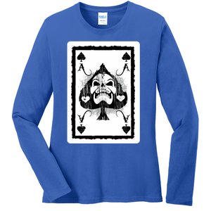 Ace Of Spades Heavy Rock Skull Skeleton Playing Card Funny Gift Ladies Long Sleeve Shirt