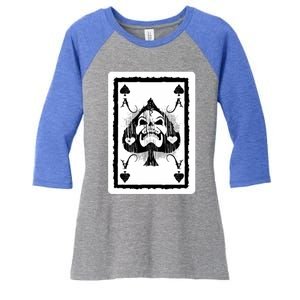 Ace Of Spades Heavy Rock Skull Skeleton Playing Card Funny Gift Women's Tri-Blend 3/4-Sleeve Raglan Shirt