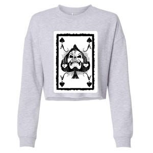 Ace Of Spades Heavy Rock Skull Skeleton Playing Card Funny Gift Cropped Pullover Crew