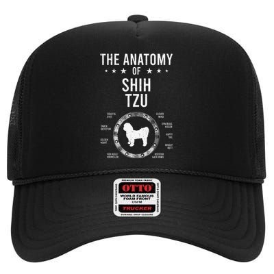 Anatomy of Shih Tzu Dog Lover High Crown Mesh Back Trucker Hat