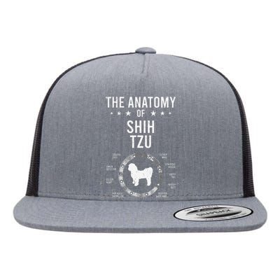 Anatomy of Shih Tzu Dog Lover Flat Bill Trucker Hat