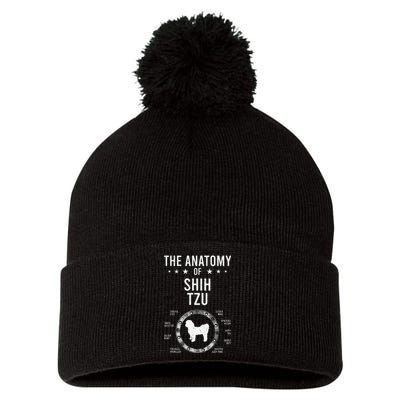 Anatomy of Shih Tzu Dog Lover Pom Pom 12in Knit Beanie