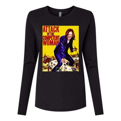 Attack Of The Competent Woman Funny Kamala Harris Vote 2024 Womens Cotton Relaxed Long Sleeve T-Shirt