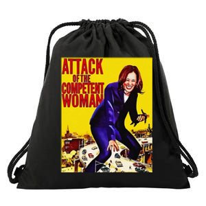 Attack Of The Competent Woman Funny Kamala Harris Vote 2024 Drawstring Bag