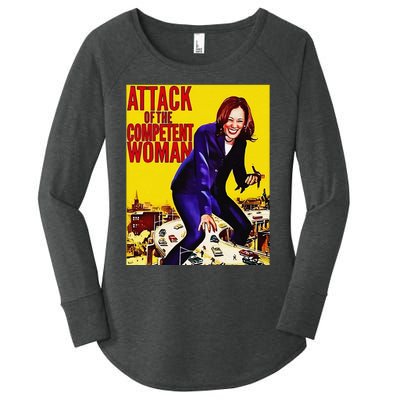 Attack Of The Competent Woman Funny Kamala Harris Vote 2024 Women's Perfect Tri Tunic Long Sleeve Shirt